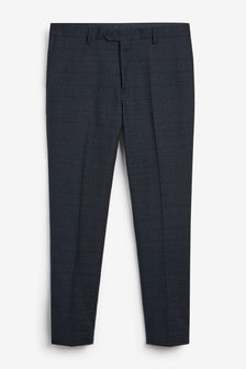 Blue Skinny Fit Wool Blend Check Suit: Trousers (M71522) | €16