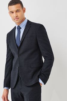 Blue Skinny Fit Wool Blend Check Suit: Jacket (M71523) | kr1,096
