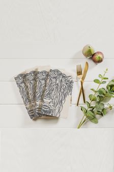 The Linen Table 4 Pack Natural Highland Cow Linen Napkins (M71849) | €41