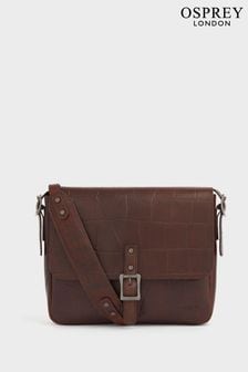 OSPREY LONDON Cognac Leather Brixton Croc Satchel Bag (M71894) | ₪ 535