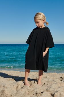 Black Oversized Short Sleeved Towelling Poncho (M71962) | €25 - €33