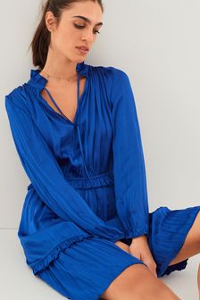 Cobalt Blue Satin Mini Dress (M72031) | $81
