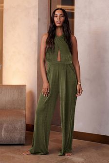 Green Rochelle Halter Neck Jumpsuit (M72034) | €12