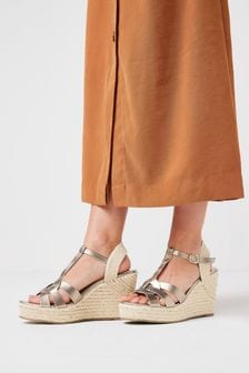 Metallic Signature T-Bar Espadrille Wedges (M72356) | €33