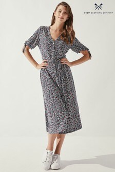 Crew Clothing Company Billie Jersey-Kleid mit Bindebändern an den Ämeln, Blau (M72370) | 23 €