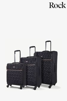 Negru - Rock Luggage set de 3 valize cu pietre decorative (M72497) | 1,343 LEI