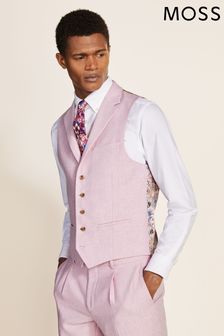 Moss Pink Slim Fit  Tweed Waistcoat (M72755) | $176