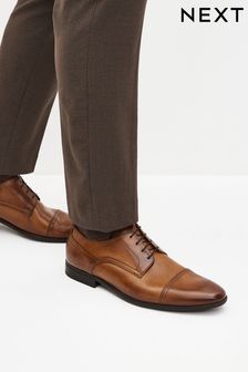 Tan Brown Leather Derby Toe Cap Shoes (M73199) | SGD 97