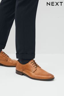 Leather Round Toe Derby Shoes