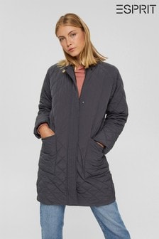 Esprit Womens Grey Long Line Padded Coat (M73666) | $163