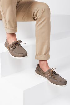 Grey Classic Leather Boat Shoes (M73817) | R912