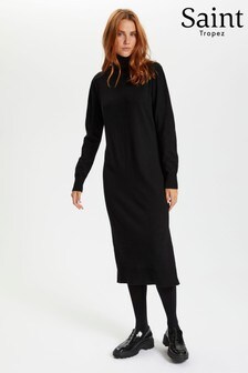 Vestido largo negro con cuello vuelto Milasz de Saint Tropez (M74119) | 74 €