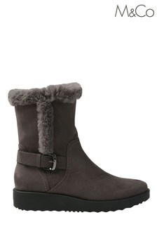M&Co Grey Buckle Detail Ankle Boots (M74138) | $66