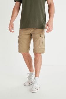 Culoare nisipului - Lungime mai mare - Pantaloni scurți cargo premium cu efect prespălat (M74145) | 200 LEI