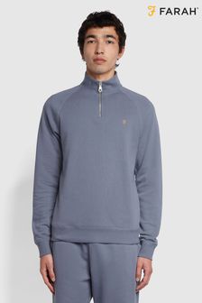 Farah Blue Jim 1/4 Zip Long Sleeve Sweatshirt (M74208) | $99