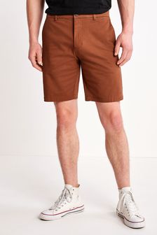 Marrón tabaco - Corte recto - Pantalones cortos chinos eláticos (M74257) | 19 €