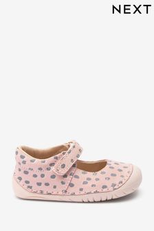 Pink Spot Leather Standard Fit (F) Crawler Mary Jane Shoes (M74520) | ₪ 86
