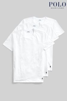Blanc - Lot de 3 t-shirts Polo Ralph Lauren slim à col rond (M74561) | 88€