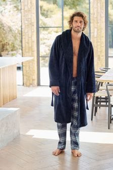 Navy Blue Herringbone Textured Supersoft Dressing Gown (M74912) | 1,206 UAH
