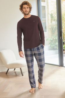 Violett/Marineblau kariert - Motion Flex Bequemer Pyjama (M74913) | CHF 33