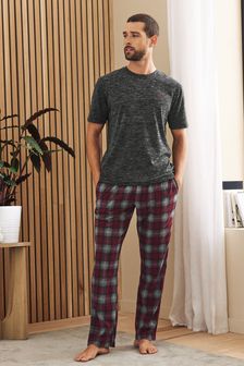 Charcoal Grey/Red Check Motion Flex Cosy Pyjama Set (M74925) | 861 UAH