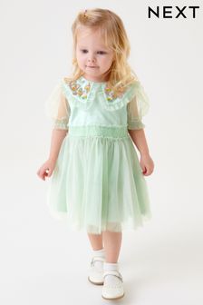 Mint Green Embellished Mesh Collar Dress (3mths-8yrs) (M75079) | TRY 529 - TRY 667