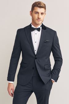 Navy Skinny Fit Patterned Tuxedo Suit: Jacket (M75337) | €22