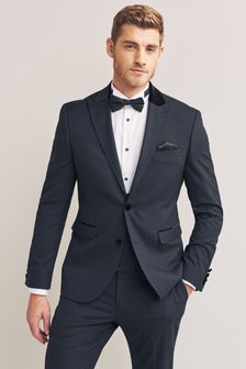 Navy Skinny Fit Patterned Tuxedo Suit: Jacket (M75337) | €27