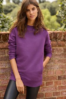 Purple Essentials Longline Cotton Jersey Sweatshirt (M75489) | kr284
