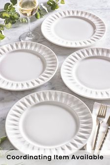 White Hatton Set of 4 Dinner Plates (M75506) | R419