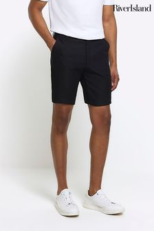 River Island Black Plisse Shorts (M75545) | $56