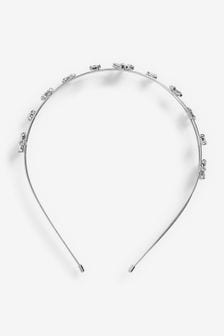 Silver Tone Sparkle Flower Headband (M75950) | ₪ 41