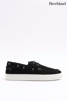 River Island Black Suede Boat Loafers (M76232) | $72