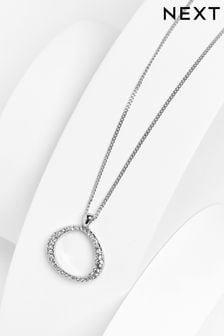 Silver Tone Allium Pavé Pendant Necklace (M76285) | 38 QAR