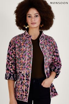 Monsoon Orange LENZING™ ECOVERO™ Ditsy Floral and Ikat Print Quilted Jacket (M76411) | €72