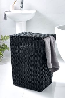 Black Wicker Laundry Hamper Basket (M76529) | 298 SAR