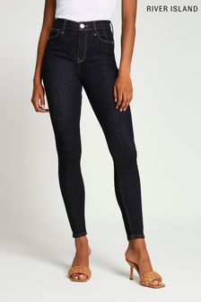 Темно-синие джинсы скинни с моделирующим эффектом и завышенной талией River Island Brie (M76560) | €55