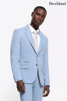 River Island Blue Single Breasted Textured Suit Jacket (M76575) | €150