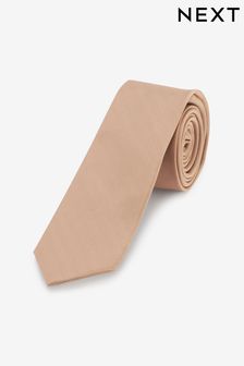Stone Brown Slim Recycled Polyester Twill Tie (M76660) | $14