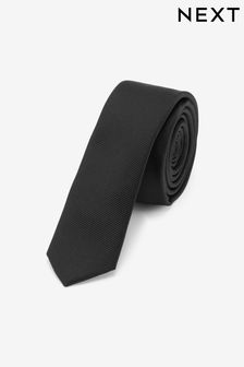 Black Skinny Recycled Polyester Twill Tie (M76664) | DKK74