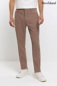 River Island Brown Waffle Smart Trousers (M77142) | $56
