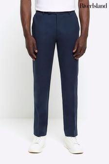River Island Blue Tapered Fit Chino Trousers With Belt Loops (M77639) | 246 SAR