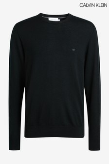 Calvin Klein Black Wool Crew Neck Sweater (M77643) | $165
