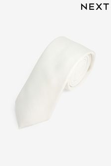 White Ivory Slim Recycled Polyester Twill Tie (M77680) | ₪ 29