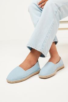 Blue Broderie Forever Comfort Square Toe Espadrille Slip On Shoes (M77686) | 15 €