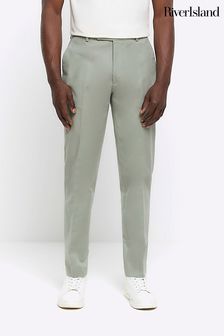 River Island Green Tapered Fit Chino Trousers With Belt Loops (M78318) | 173 QAR