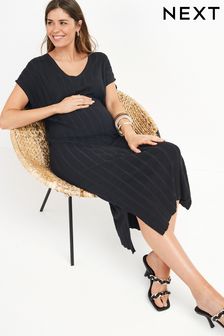 Black Maternity Easy Knitted Midi Dress (M78439) | TRY 407