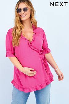Pink Maternity Wrap Ruffle Blouse (M78443) | €30