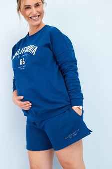 Navy Blue Maternity Jersey Varsity Shorts (M78445) | 10 €