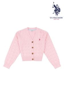 U.s. Polo Assn. Mädchen Strickjacke mit Zopfmuster, Pink (M78448) | 34 € - 41 €